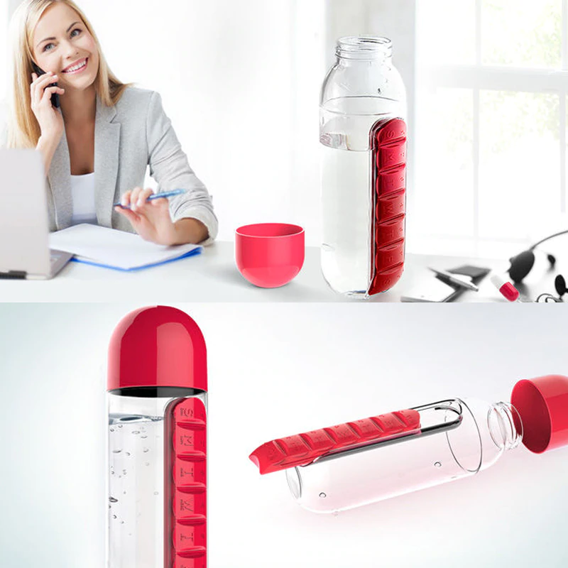 Pill Organizer Water Bottle